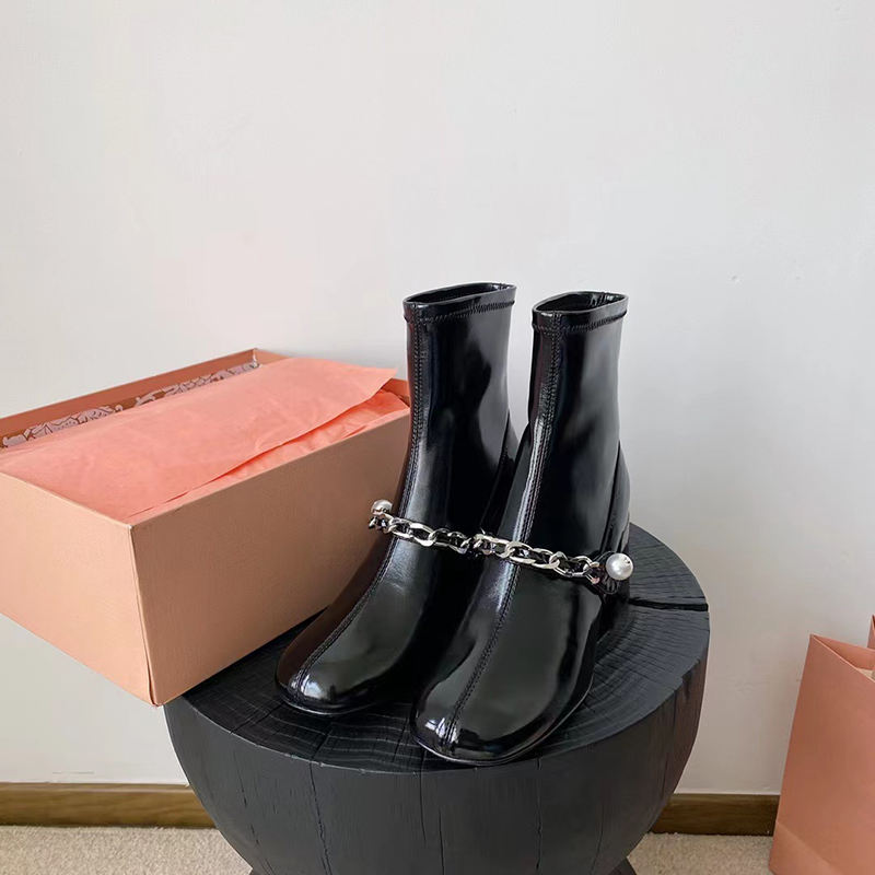 Metal Chain Ankle Boots