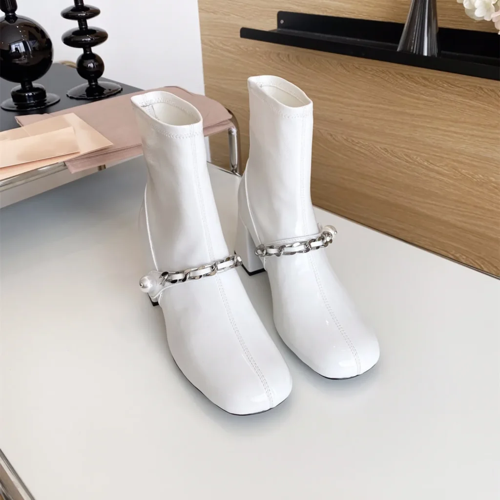 Metal Chain Ankle Boots