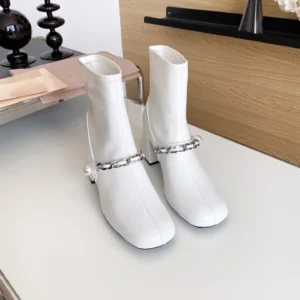 Metal Chain Ankle Boots
