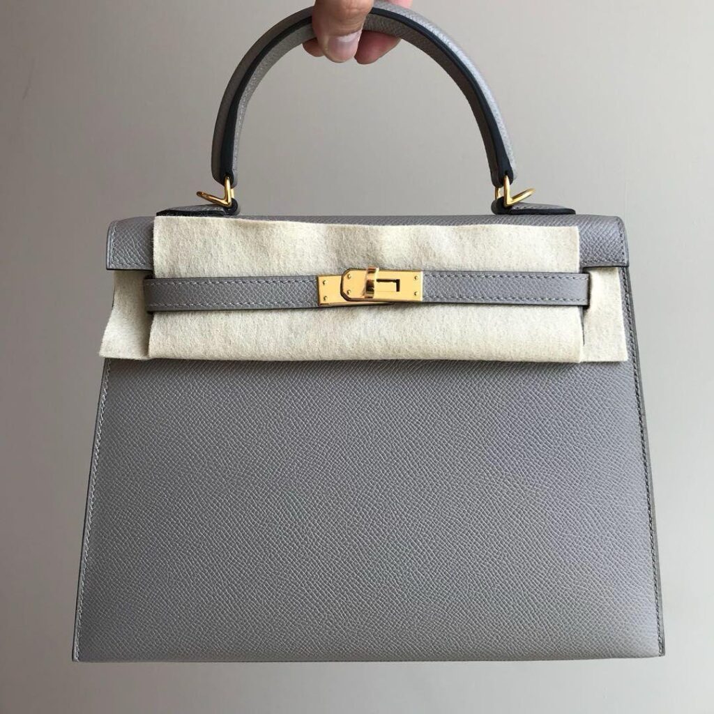 Epsom Kelly Sellier 28 Handbag in Grey - Sophisticated Chic