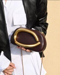 Timeless Brown Luxe Arc Mini Clutch