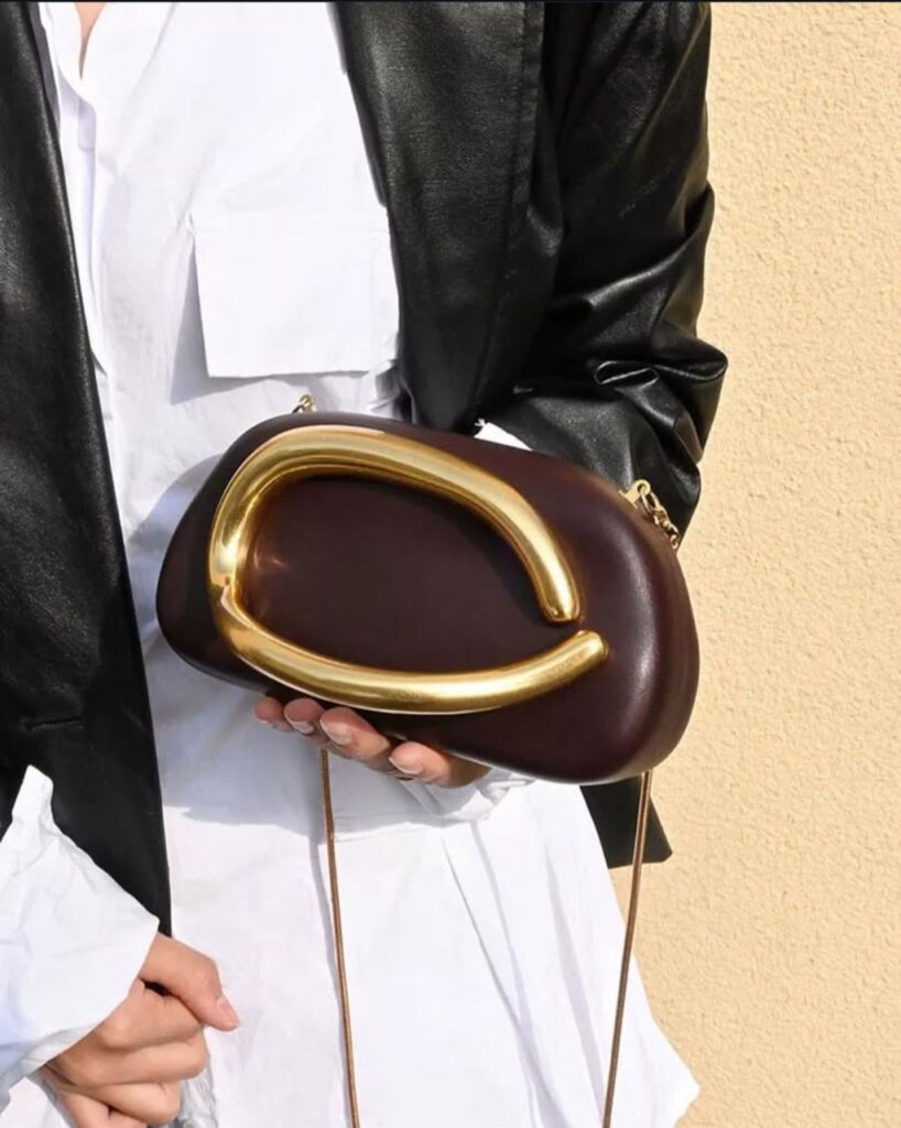 Timeless Brown Luxe Arc Mini Clutch