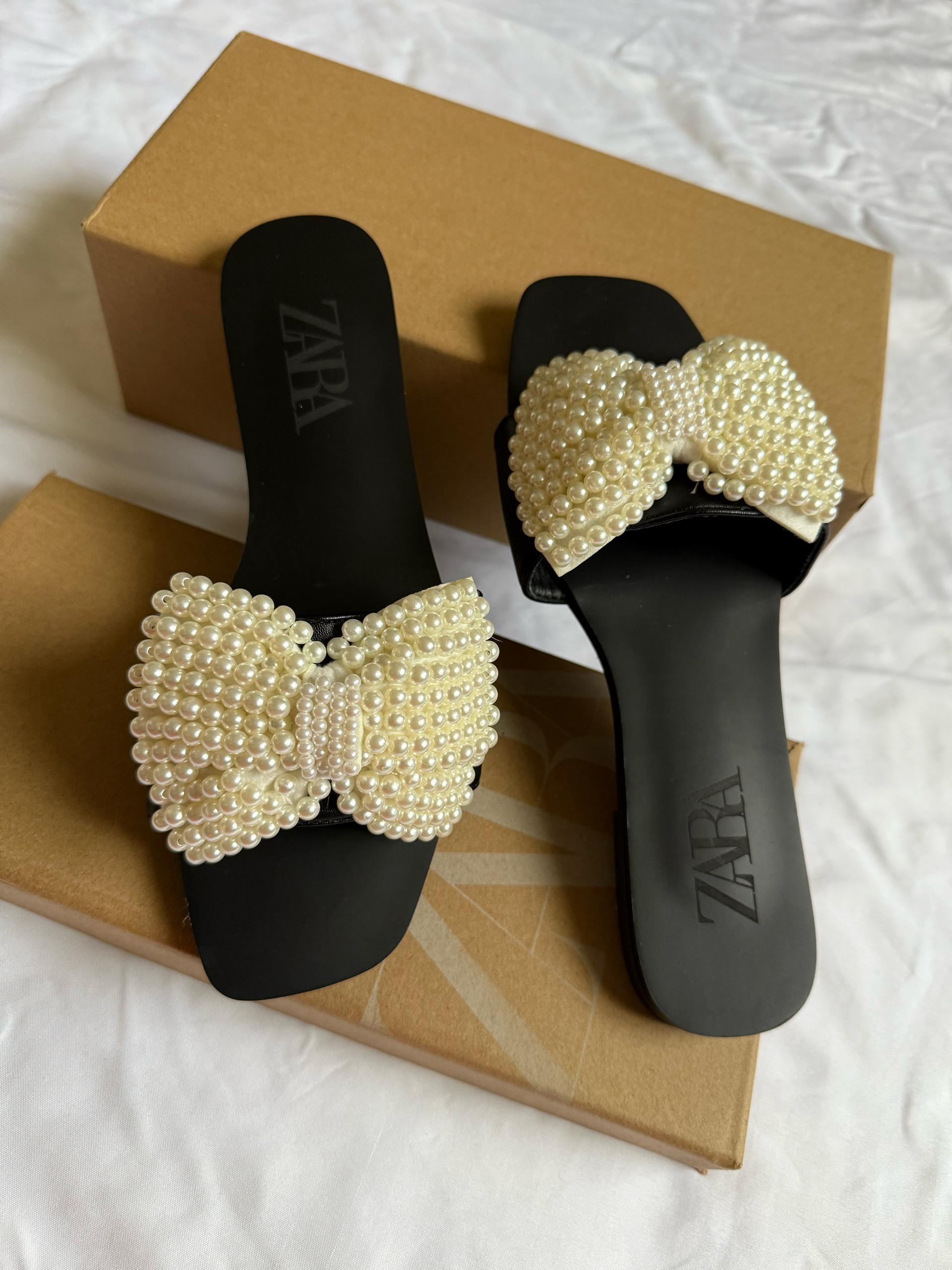 ZARA Pearl Embellished Sandals