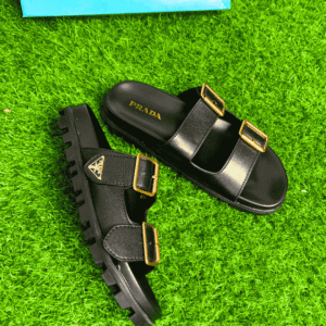 Prada Black Leather Slides