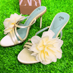 Satin Green Flower Heels