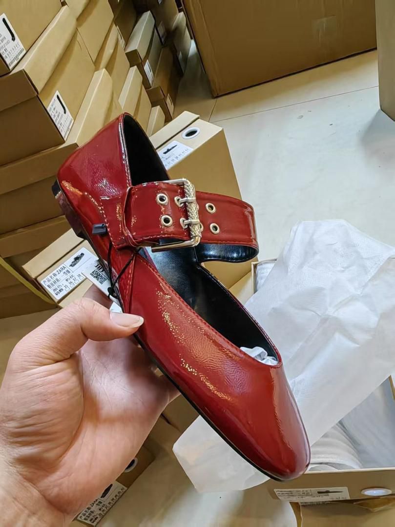 Zara Maroon Mary Jane Flats