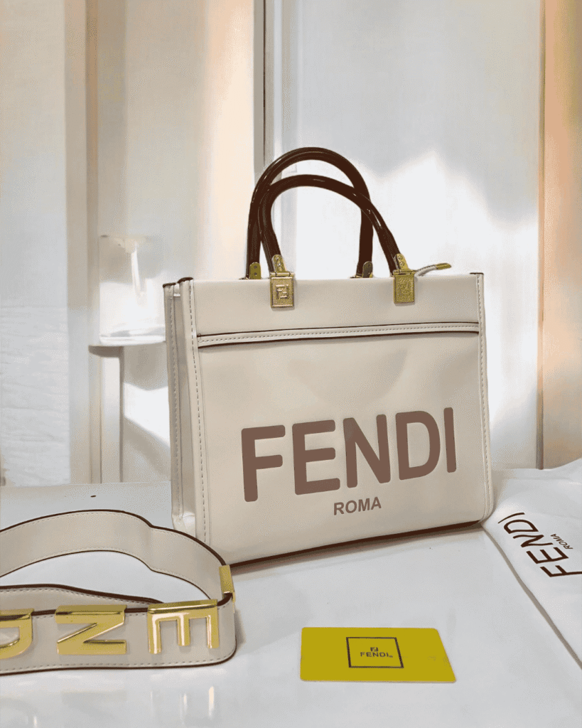 Fendi White Sunshine Tote Bag