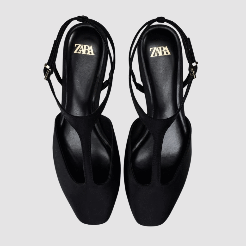 Zara Black Slingback Heels