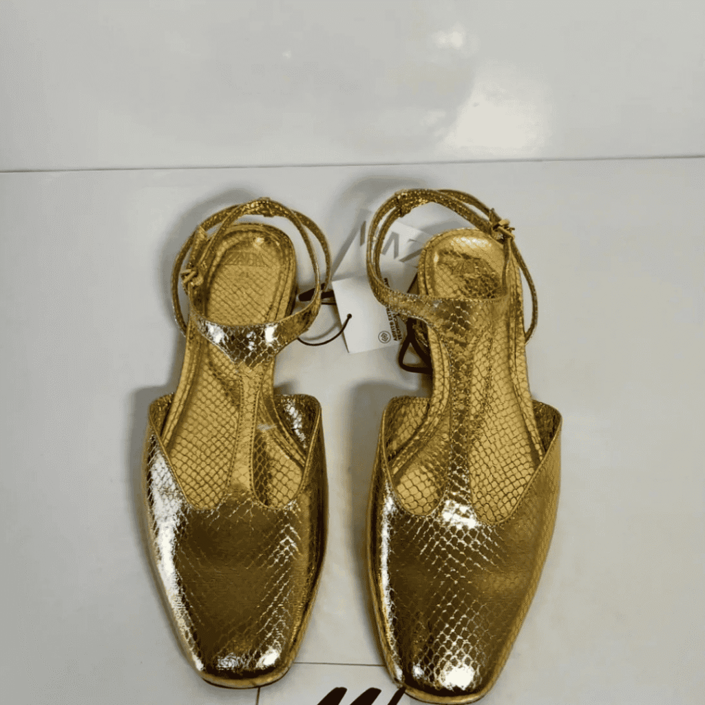 Zara Gold Slingback Heels