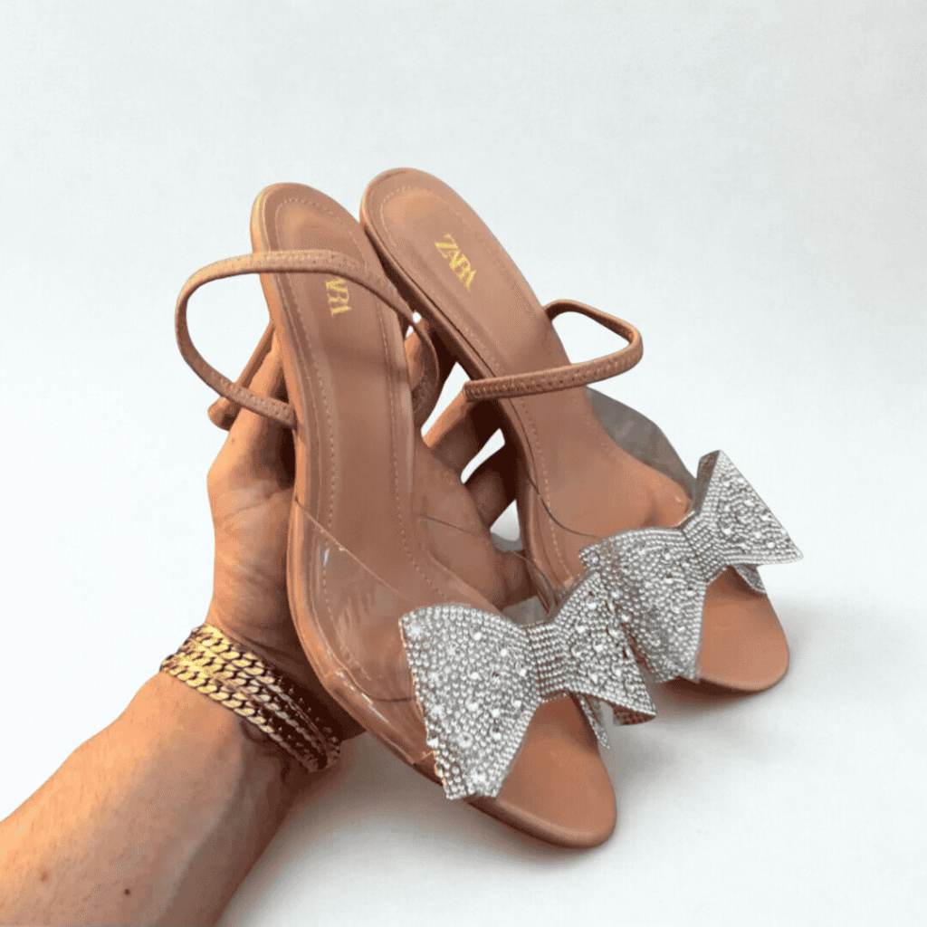 ZARA Brown Satin Bow Heels