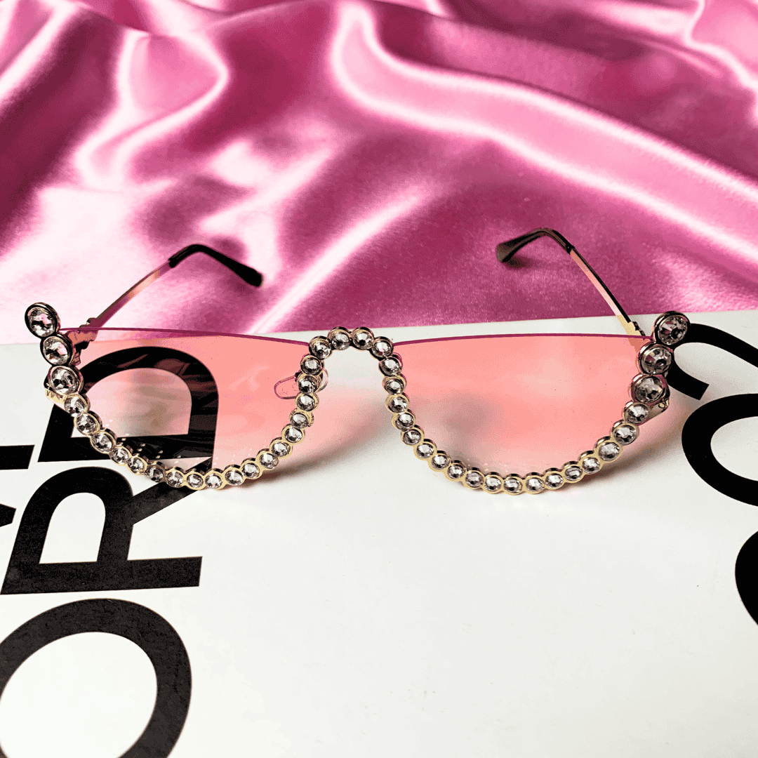 Oversized Cat Eye Half Frame Sunglasses