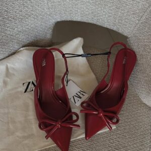 Zara Wine Patent Slingback Pumps