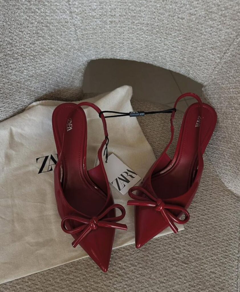 Zara Wine Patent Slingback Pumps