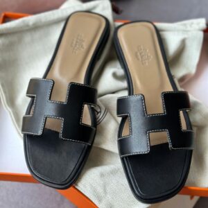 Hermès Black Oran Sandals