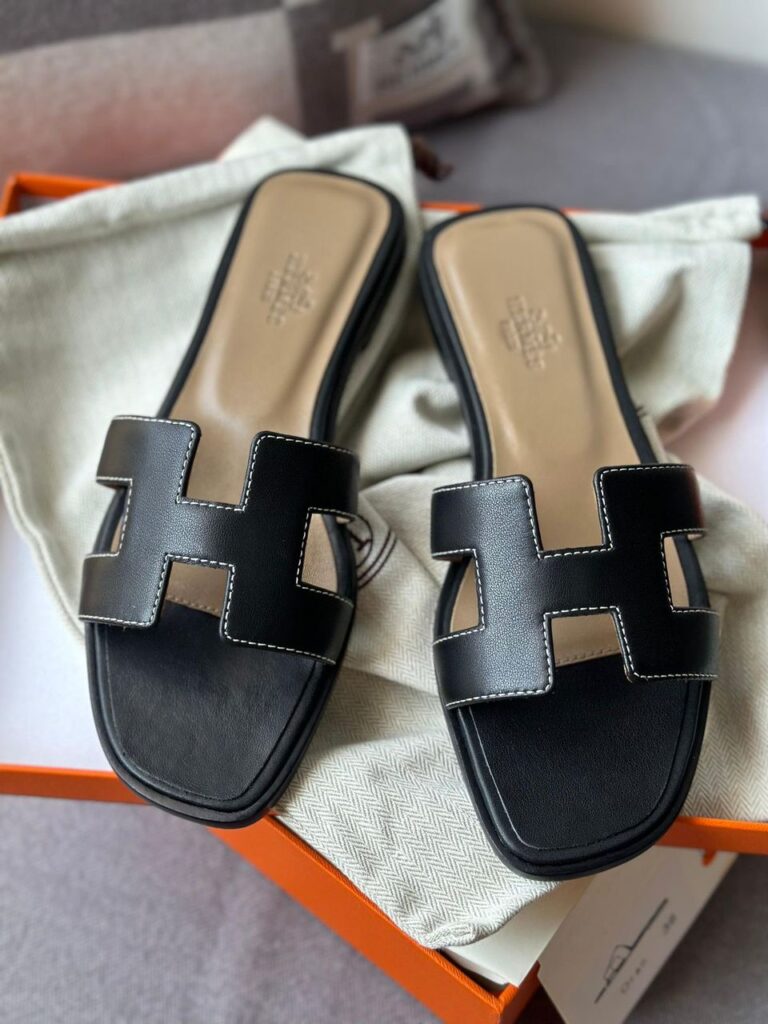 Hermès Black Oran Sandals