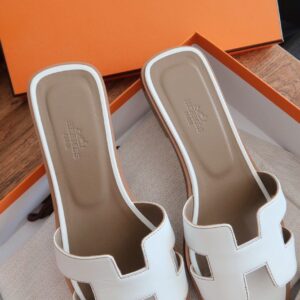 Hermès White Oran Sandals