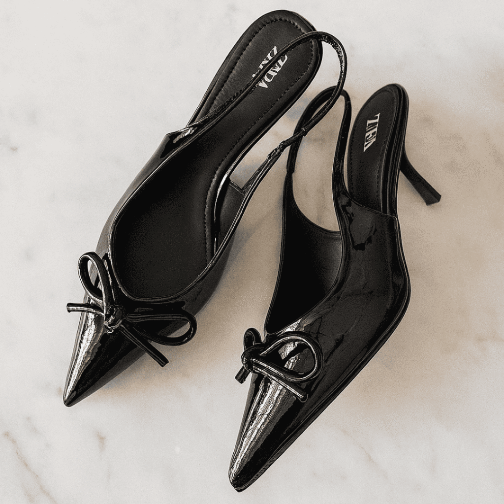 Zara Black Patent Slingback Pumps