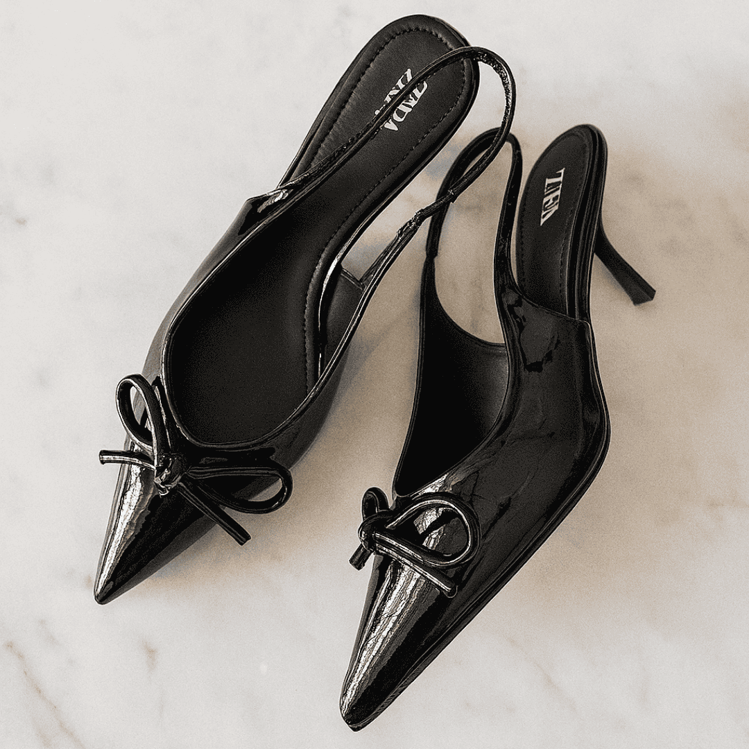 Zara Black Patent Slingback Pumps