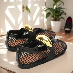 Black Alaia Mesh Ballet Flats