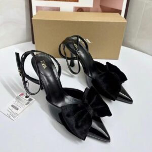 Black Zara Pointed Toe Bowknot High Heels