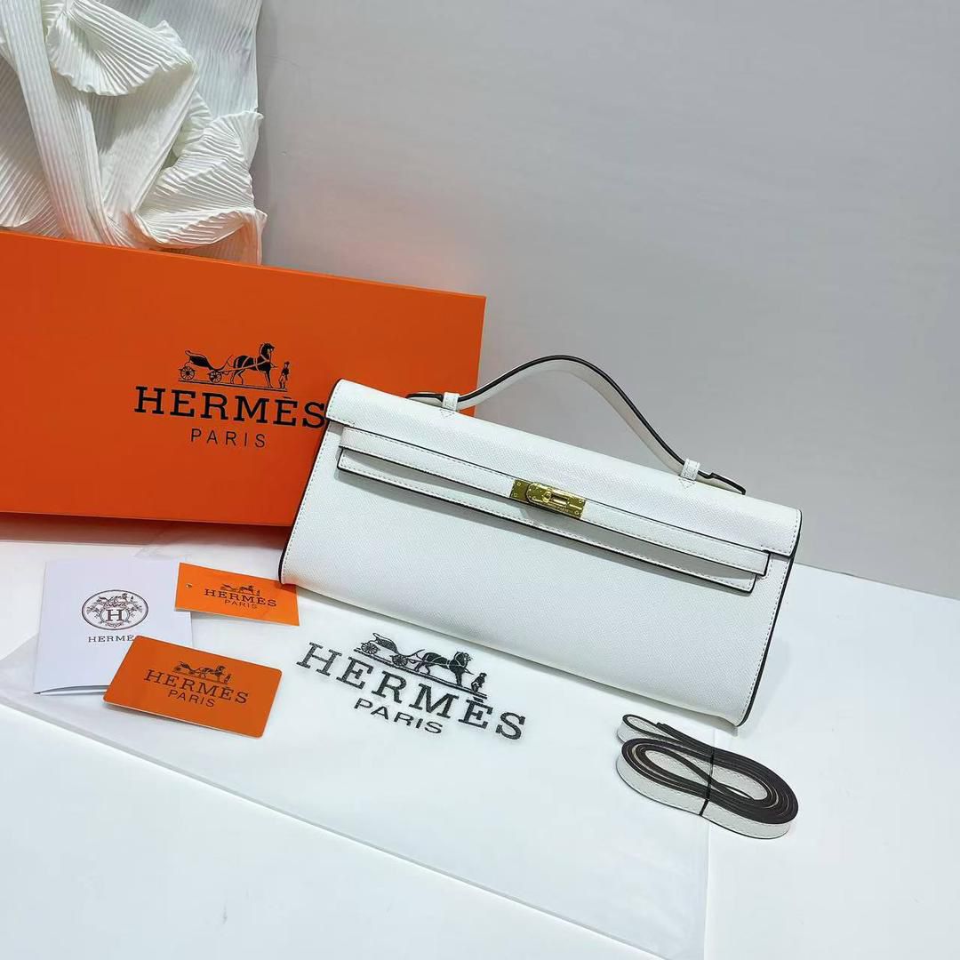 Hermès Kelly Cut Clutch Bag – White