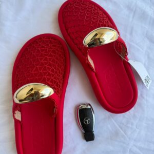 Zara Red Buckle Slippers