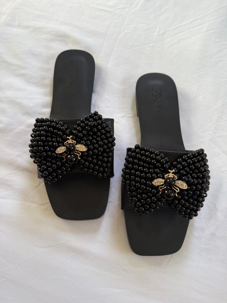 Zara Black Pearl Sandals
