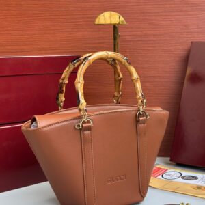 GG Bamboo Top Handle Bucket Bag – Brown