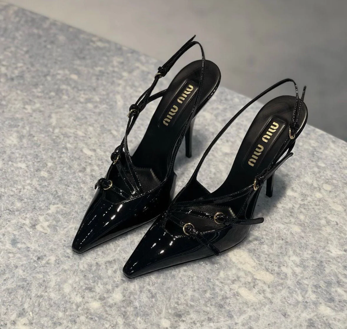 Miu Miu Black Slingback Heels