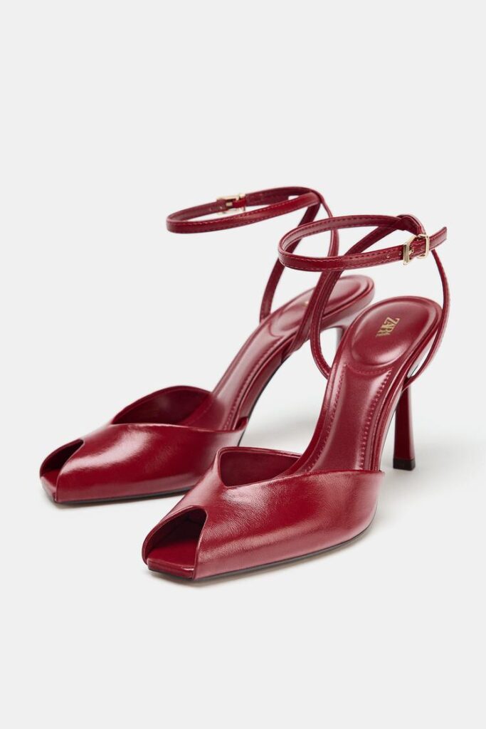 Zara Women’s Burgundy High-Heel Sandals