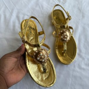 Chanel Pearl-Embellished Thong Sandals – Gold