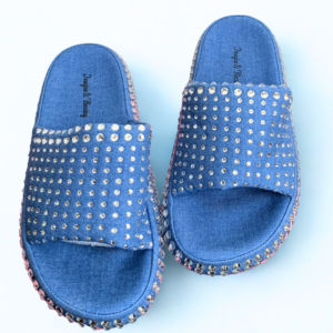 Studded Slip-On Sandals – Sky Blue