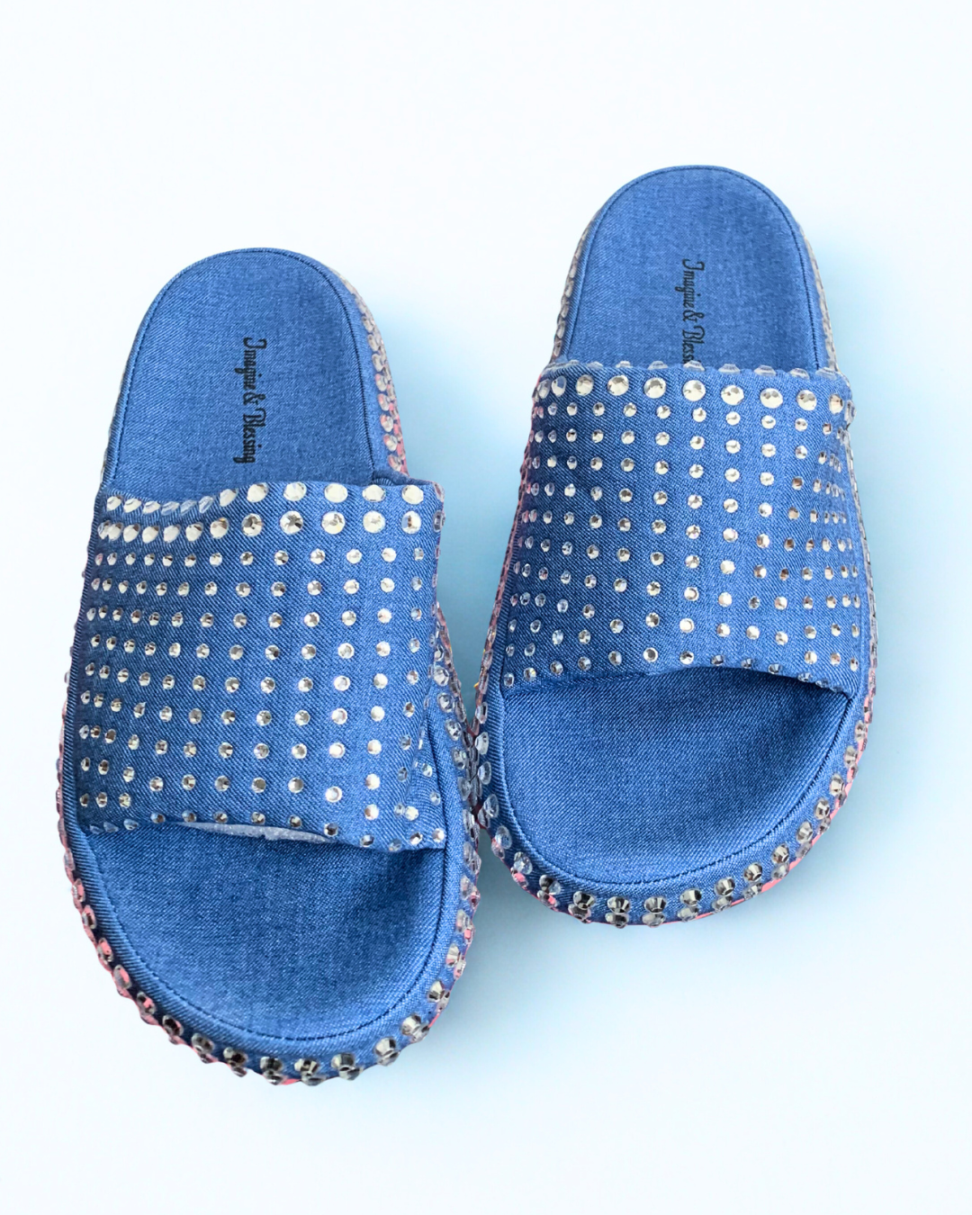 Studded Slip-On Sandals – Sky Blue