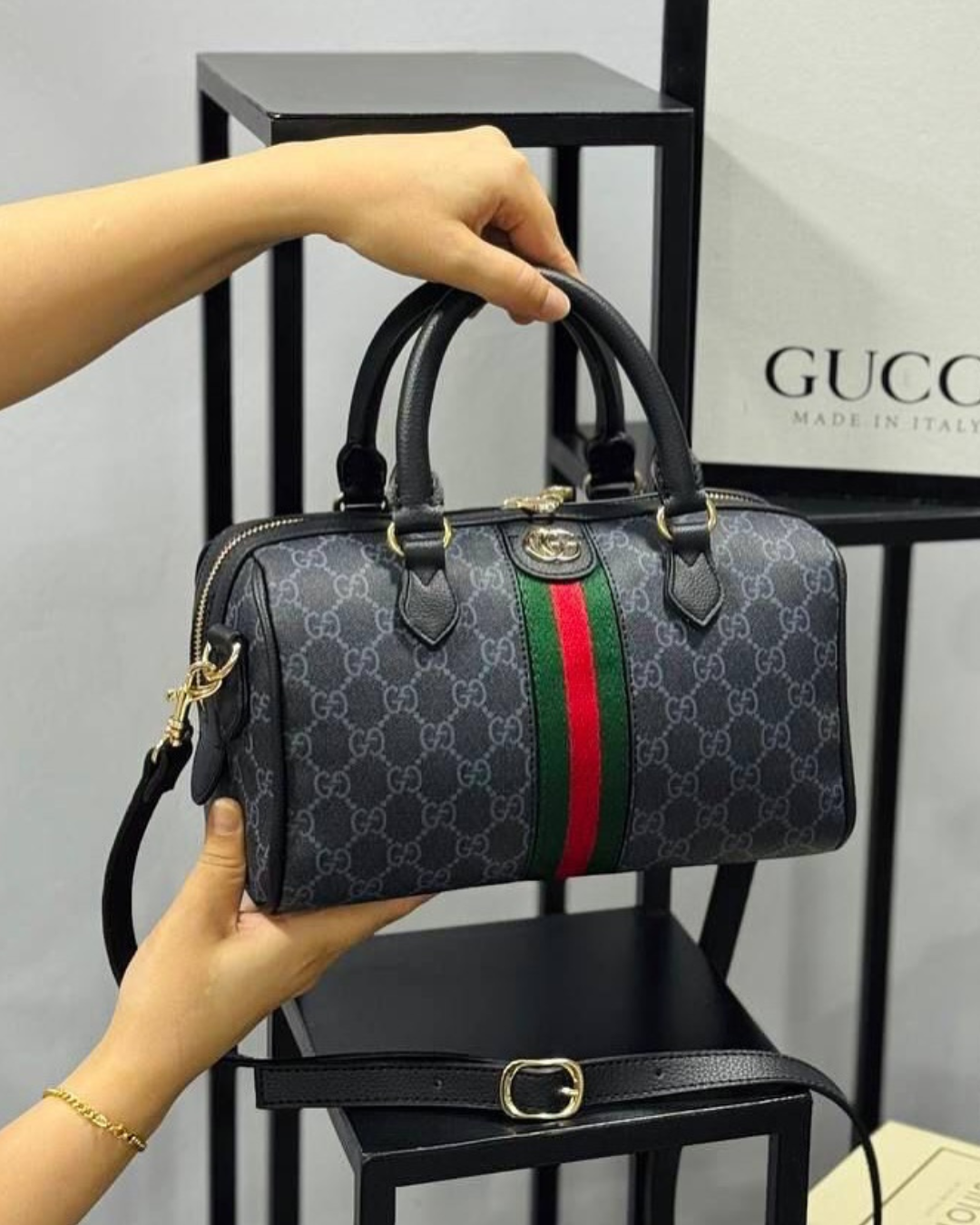 Gucci Ophidia Medium Boston Bag – Beige GG Supreme Canvas