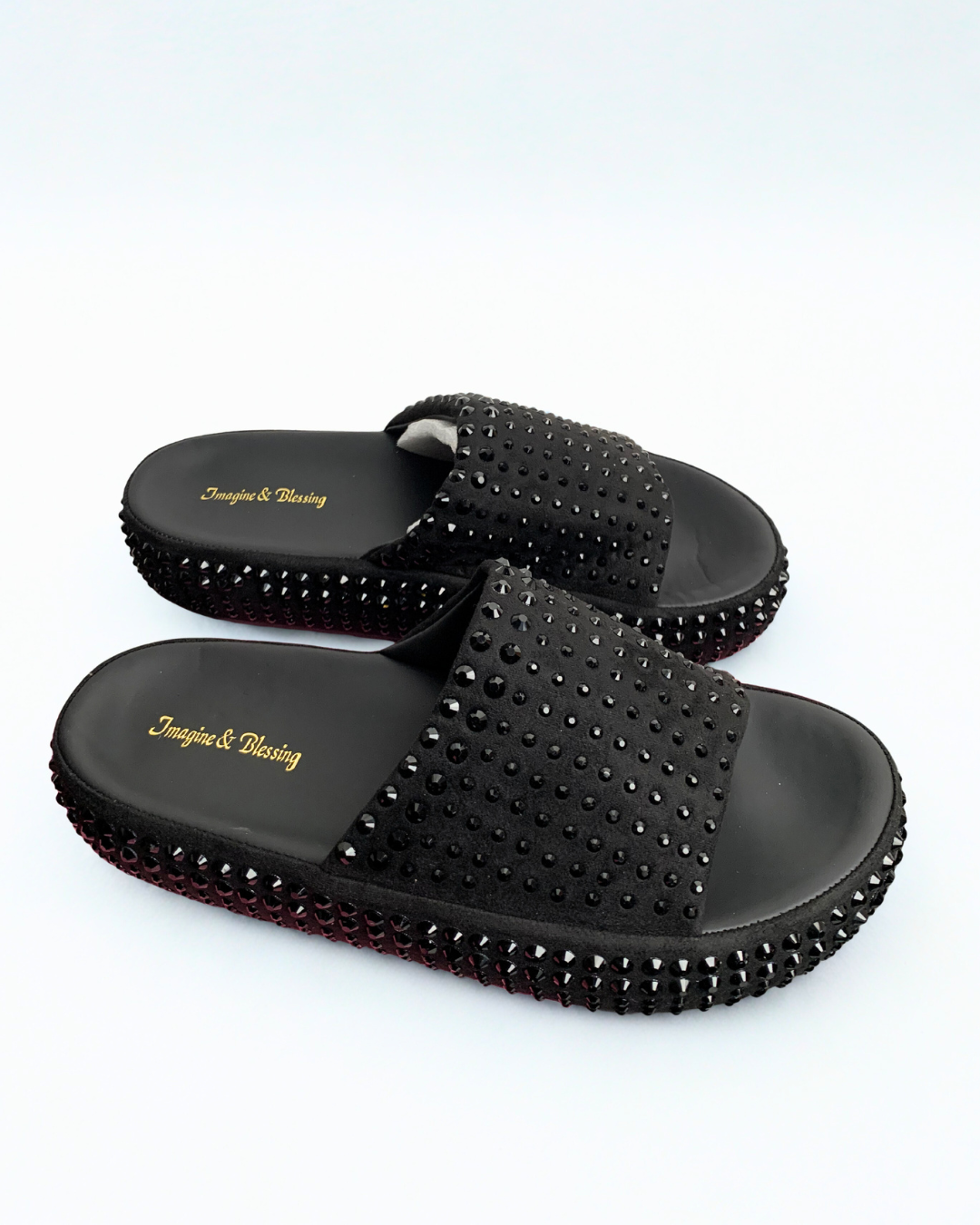 Studded Slip-On Sandals – Black