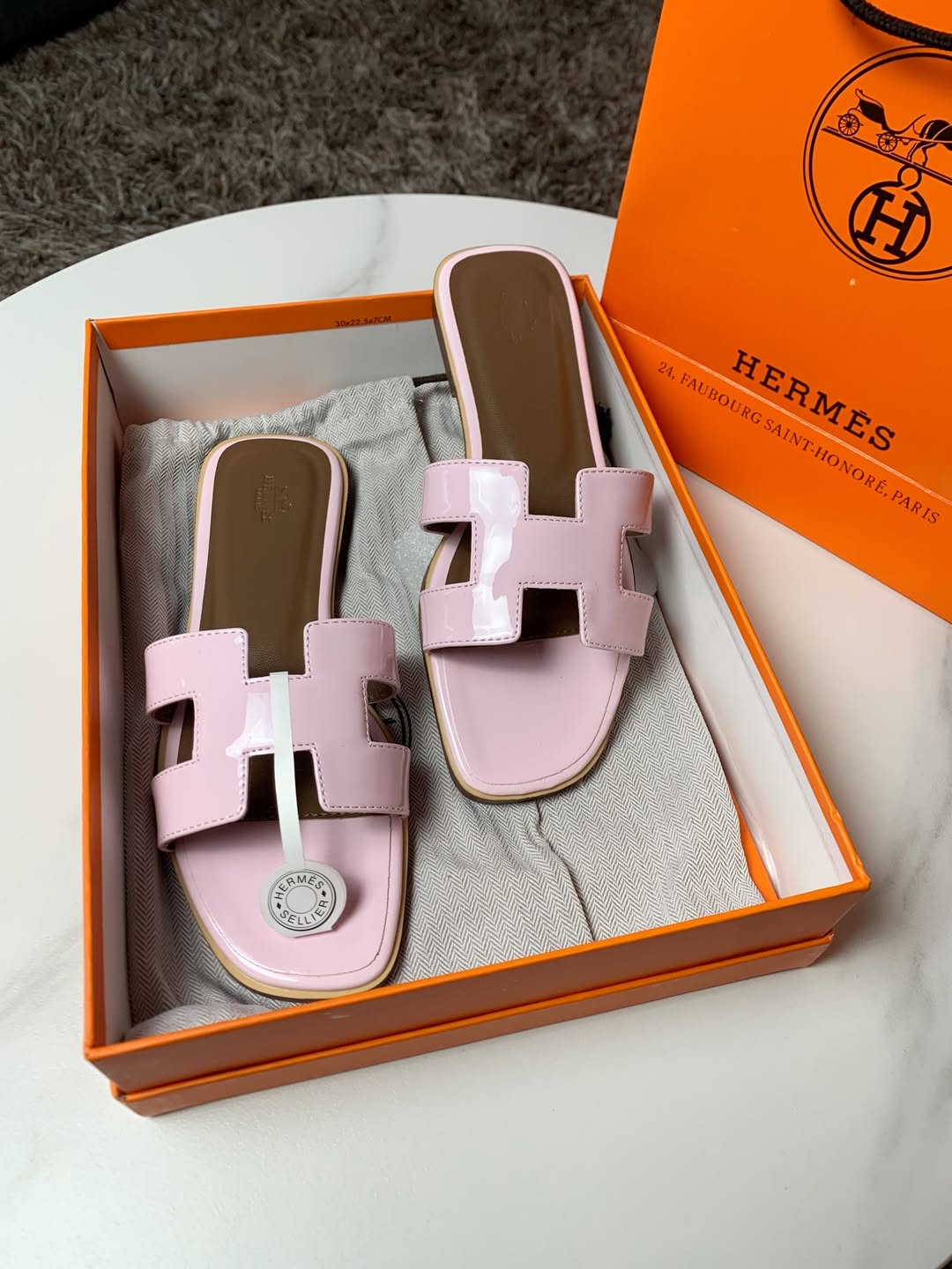 Pink Hermes Oran Sandals