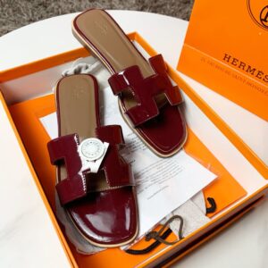 Maroon Hermes Oran Sandals