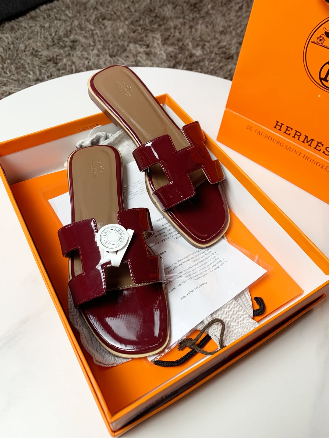 Maroon Hermes Oran Sandals