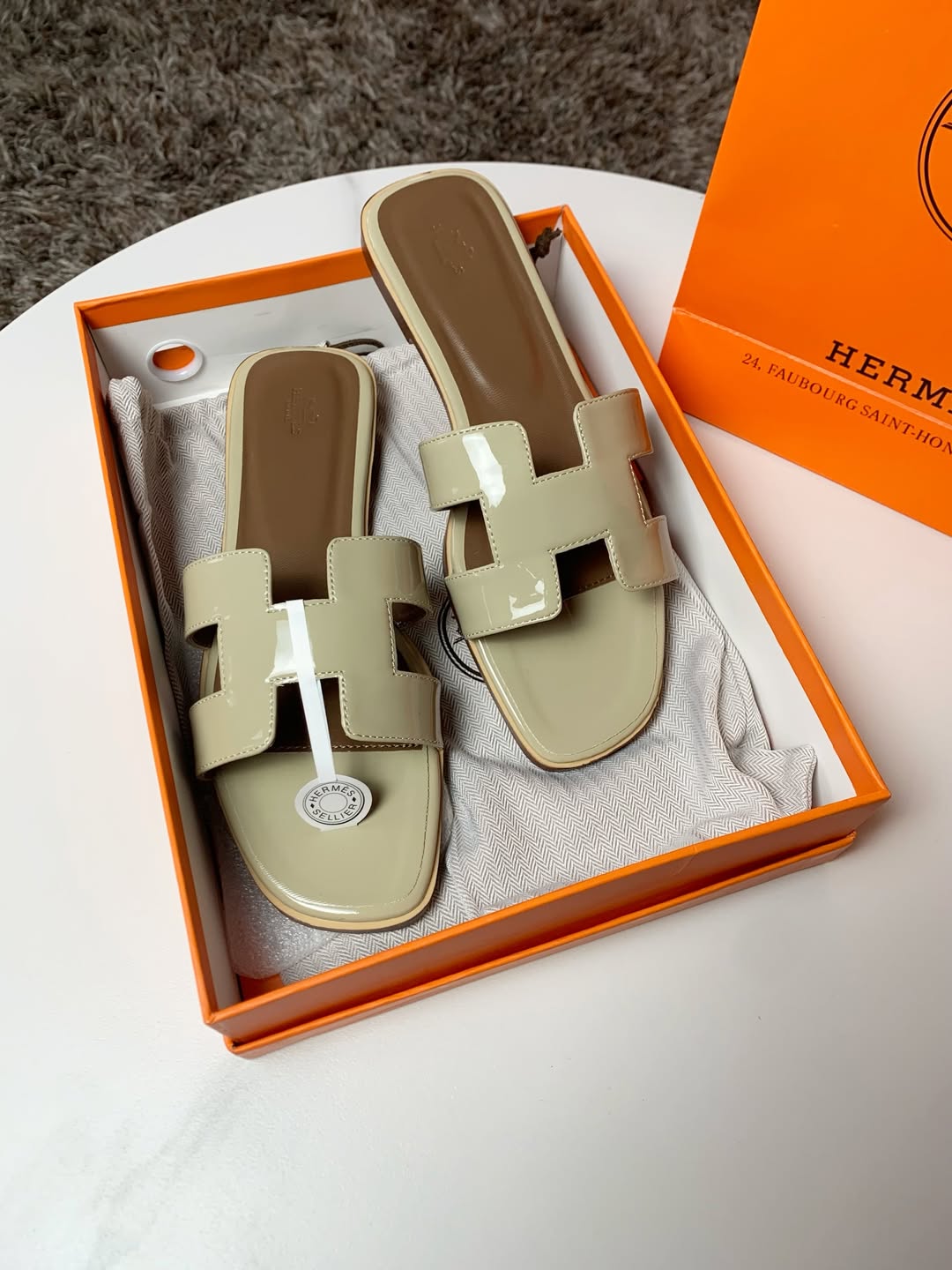 Khaki Hermes Oran Sandals