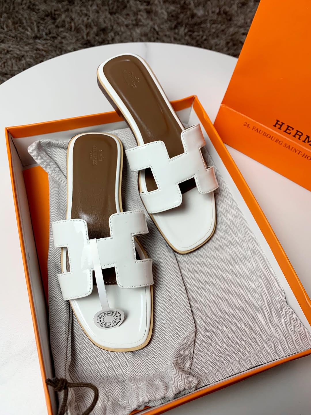 White Hermes Oran Sandals