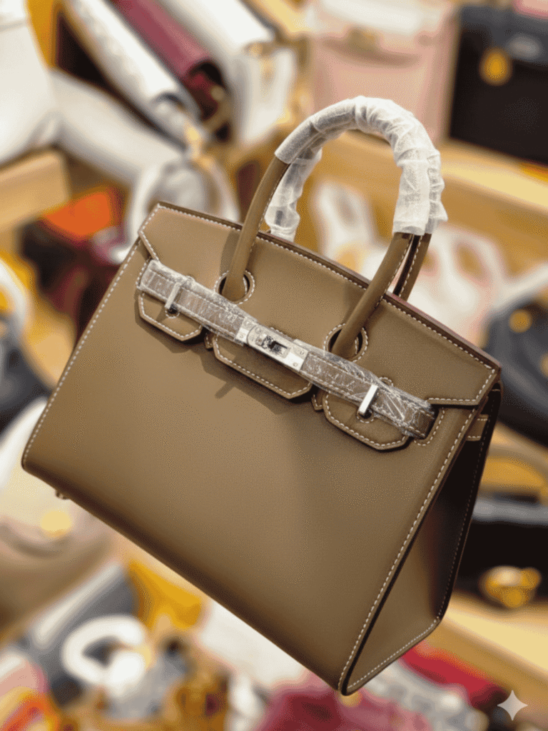 Khaki Hermès Birkin 25 Sellier Bag