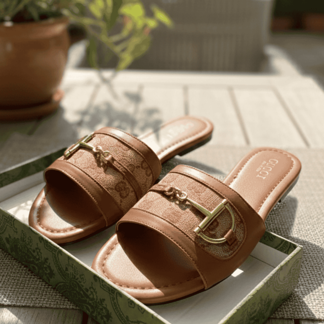 Brown Gucci Women’s Slide Sandals