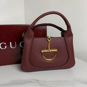 Maroon Gucci Softbit Medium Top Handle Bag