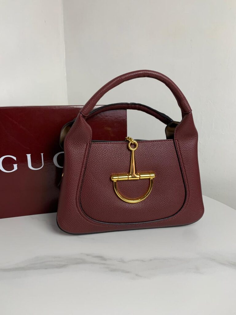 Maroon Gucci Softbit Medium Top Handle Bag