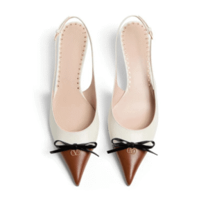 Cream White & Chocolate Valentino Slingback Pumps