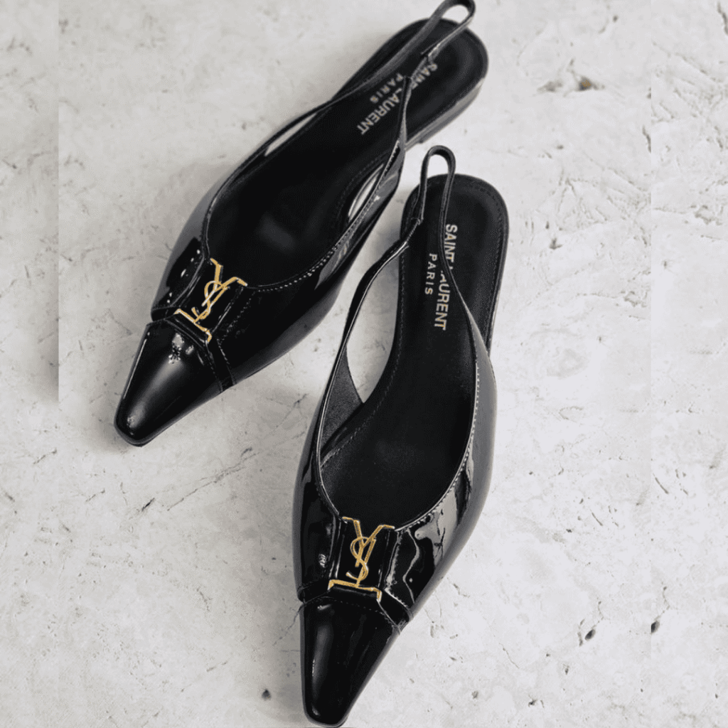Black Saint Laurent Slingback Ballet Flats