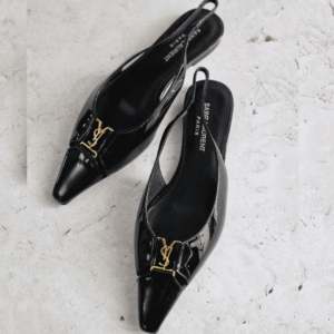 Black Saint Laurent Slingback Ballet Flats