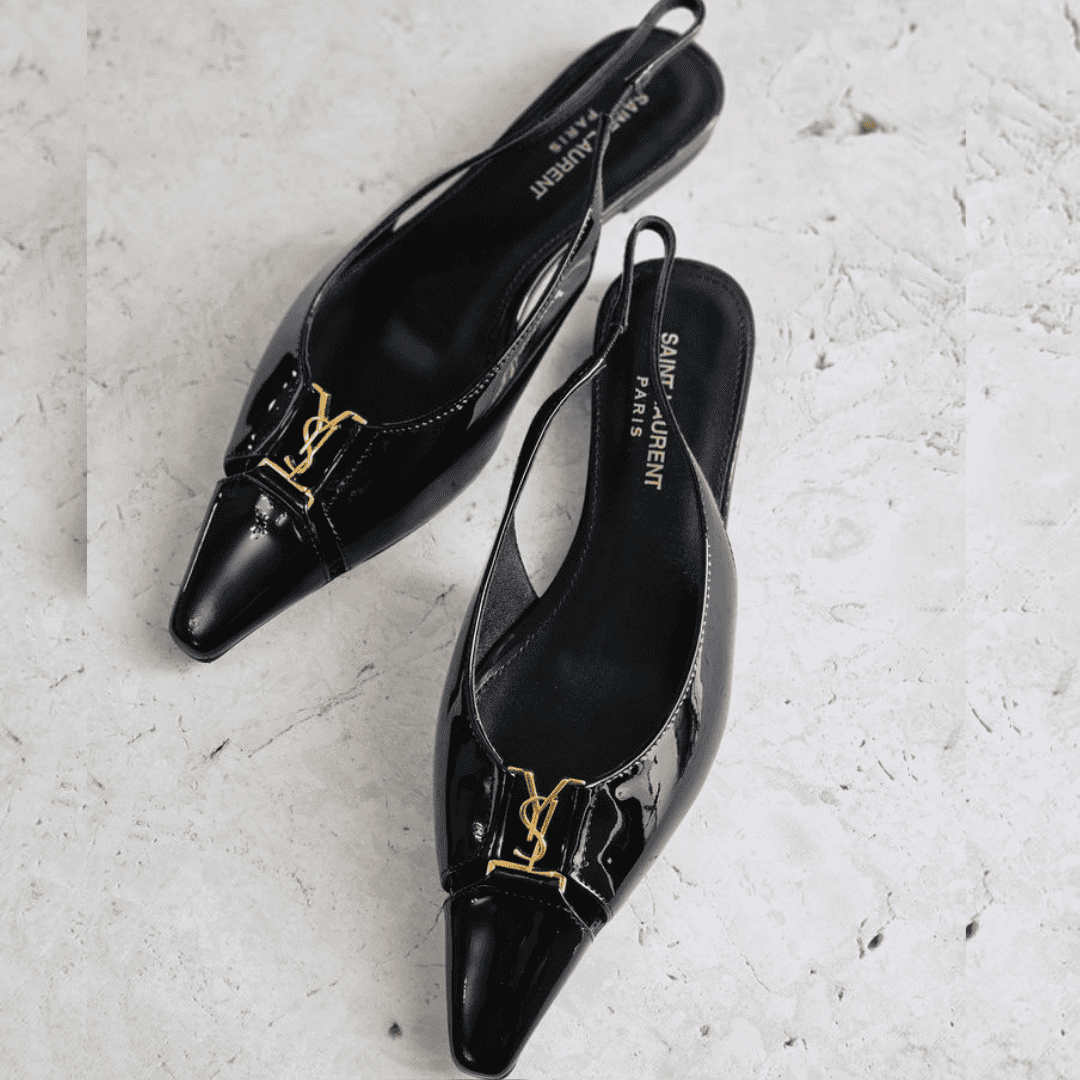 Black Saint Laurent Slingback Ballet Flats