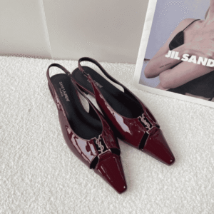 Maroon Saint Laurent Slingback Ballet Flats