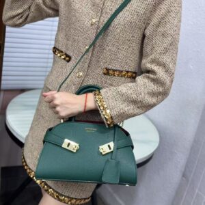 Green Ferragamo-Style Top Handle Bag